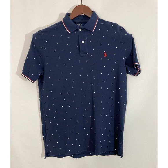 Polo Ralph Lauren Shirt Men’s M Blue Star Print Classic Fit Polo Preppy Golf - Picture 2 of 10